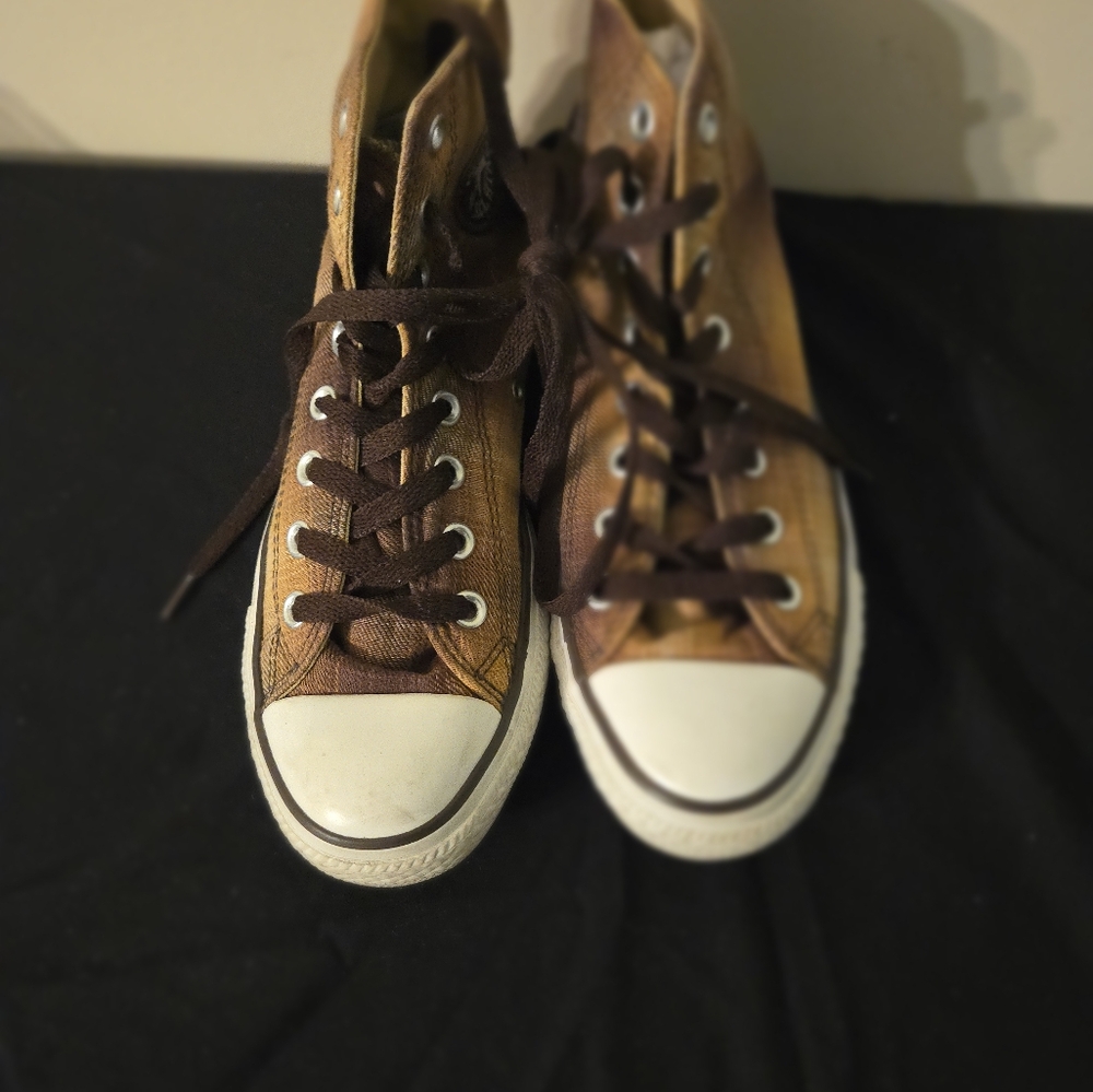 Converse Size 6.5 Chucks Tartan Frames Taylor All Star 112424 Braun - Picture 9 of 11